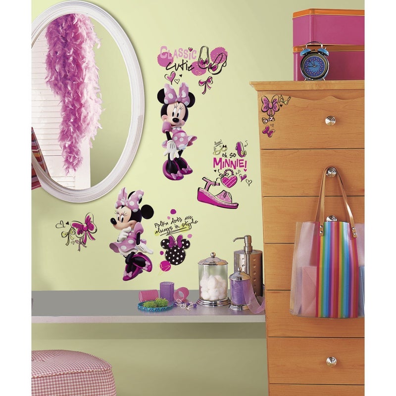 RoomMates RMK2554SCS Minnie Fashionista Peel and Stick Wall Decal, Pink - Image 2