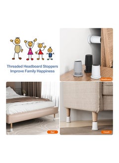 Generic Adjustable Furniture Bed Risers, 2.9-4.9in Furniture Anti-Shake Tools, Self-Adhesive Plastic Anti Slip Round Couch Risers for Bed, Sofa, Desk and Chair Legs, 2 Pcs (White)  - Image 2