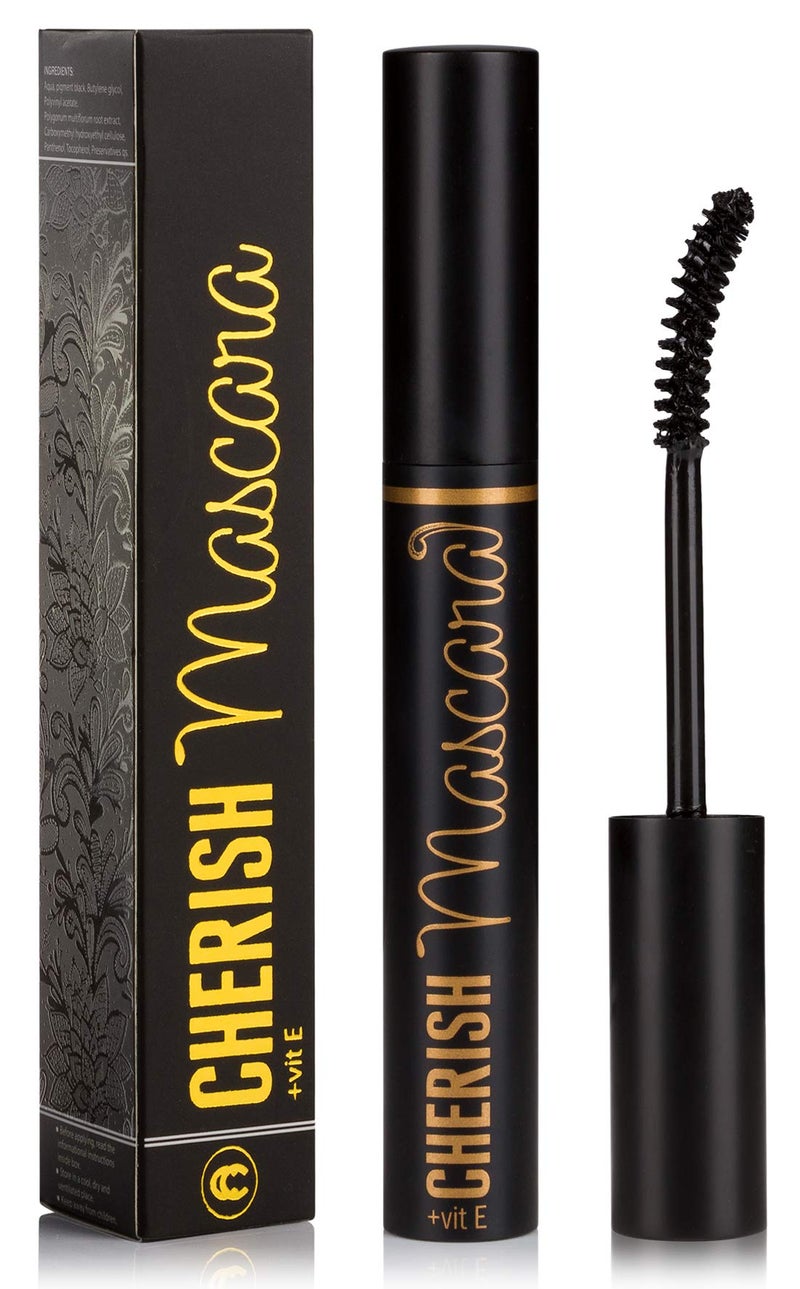 Cherisher Lengtening Hypoallergenic Cherish Mascara With Vitamin E  Premium Deep Black Color Gluten Free Volumizing Eye Mascara With Vitamins Makes Perfect Natural Bold Eyelashes And Care Your Sensitive Eyes