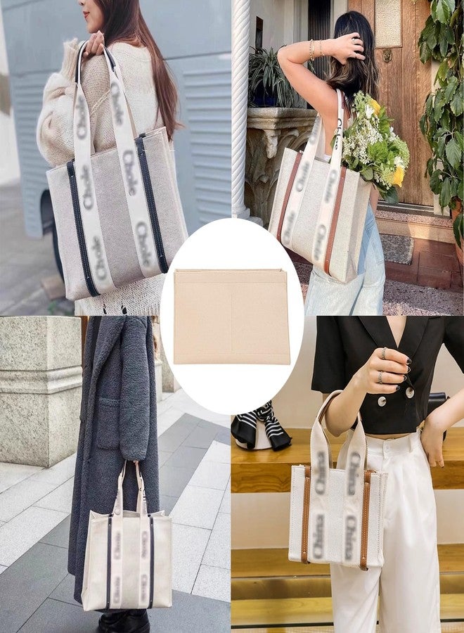 Lckaey tote bag organizer for purse Handbag Organizer in Bag insert Felt wallet Y066Khaki-M - Image 5