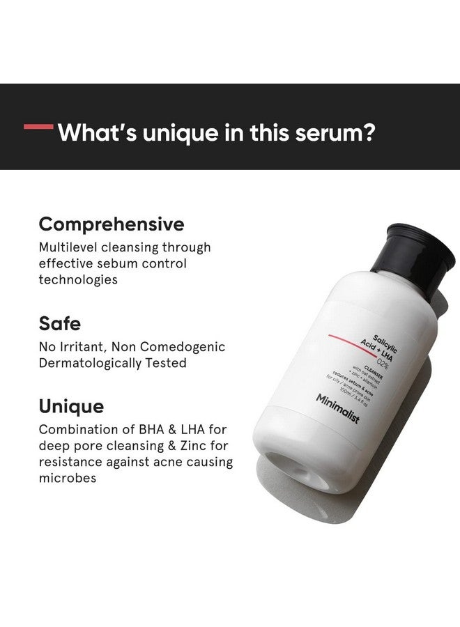 منيماليست غسول الوجه بحمض الساليسيليك بنسبة 2% للبشرة الدهنية | خالٍ من الكبريتات، منظف للوجه مضاد لحب الشباب مع حمض اللبنيك والزنك لعلاج حب الشباب أو البثور | للنساء والرجال | 100 مل  - Image 3
