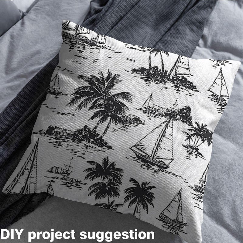Feelyou Retro Palm Tree Fabric by The Yard Coastal Sailboat Upholstery Fabric Nautical Island Pattern 2 Yards Waterproof Indoor Outdoor Decor for DIY Sewing Craft Projects - Image 4