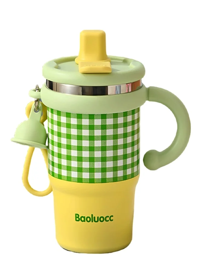 LITTLE SURPRISE BOX Little Surprise Box, Yellow & Green Checkered Stainless Steel Tumbler for Kids and Adults, 550ml