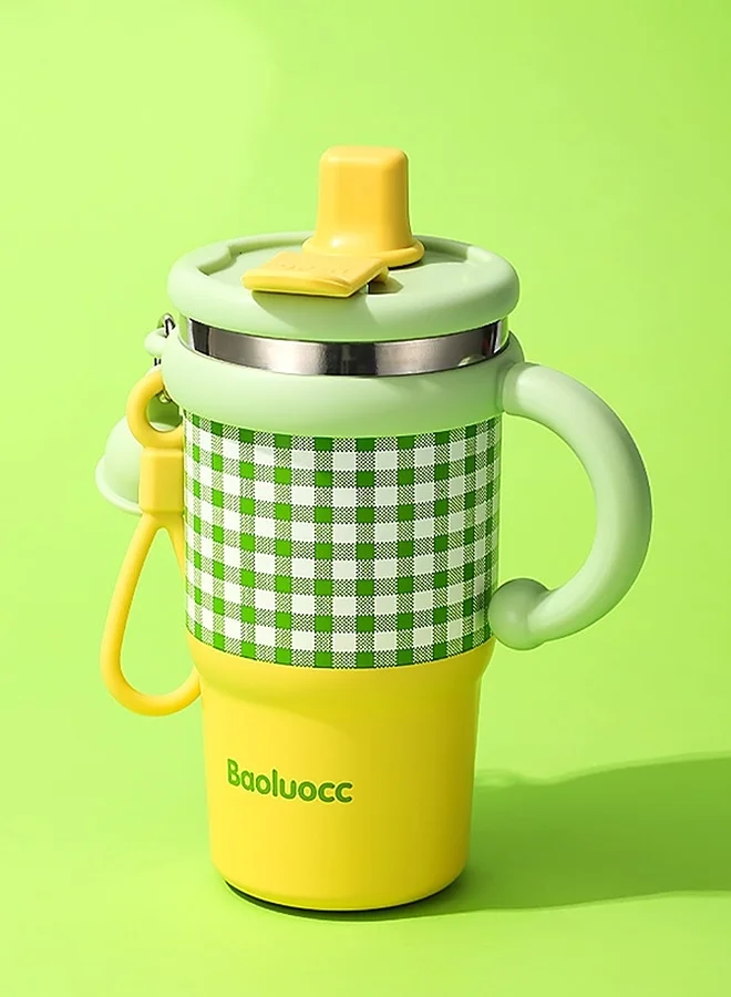 LITTLE SURPRISE BOX Little Surprise Box, Yellow & Green Checkered Stainless Steel Tumbler for Kids and Adults, 550ml