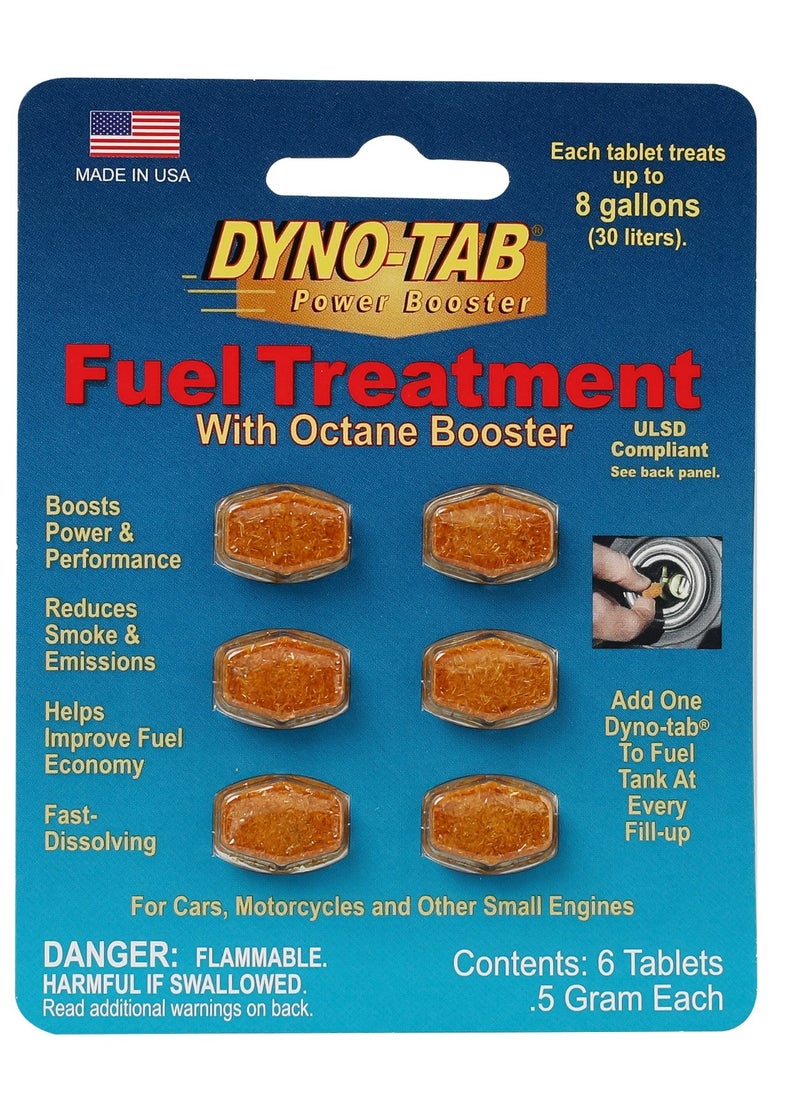 داينو-تاب - معالج وقود DYNO-TAB 45405 – محسّن لمحركات البنزين والديزل | يعزز الاقتصاد في الوقود والأداء | يزيد الأوكتان ويقلل تراكم الكربون | 6 أقراص، كل قرص يعالج 30 لترًا - Image 1