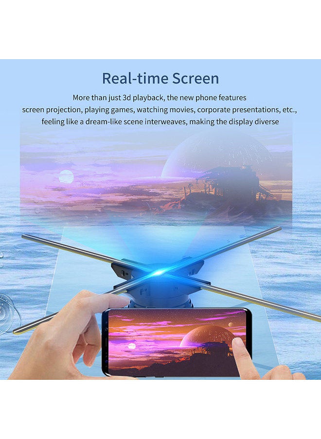 Generic - F52 3D Hologram Projector Advertising Display Fan Wall-mounted Player 3D Naked Eye 2K HD LED Photo Video Fan with 624pcs LED Light Beads Remote Control Sign Real-time Screen Display - Image 1