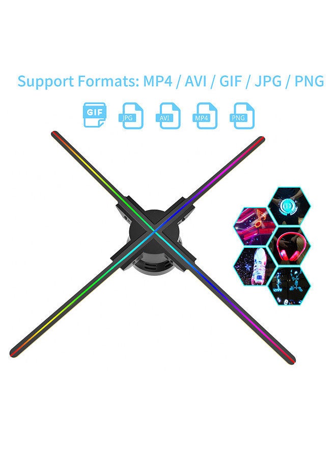Generic - F52 3D Hologram Projector Advertising Display Fan Wall-mounted Player 3D Naked Eye 2K HD LED Photo Video Fan with 624pcs LED Light Beads Remote Control Sign Real-time Screen Display - Image 1