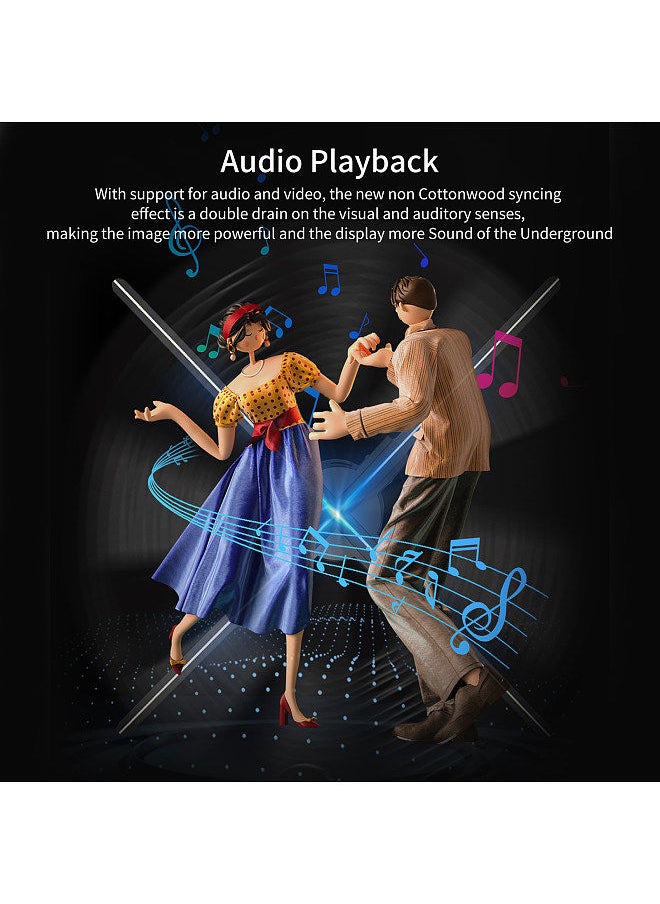 Generic - F52 3D Hologram Projector Advertising Display Fan Wall-mounted Player 3D Naked Eye 2K HD LED Photo Video Fan with 624pcs LED Light Beads Remote Control Sign Real-time Screen Display - Image 1