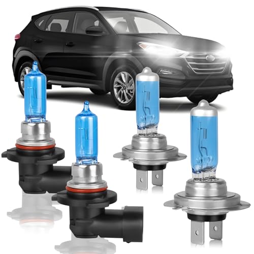 XRDHJI Fit for Tucson 2019 2020 2021 High Performance Halogen Headlight Bulbs,9005 High Beam + H7 Low Beam Headlamp Replacement Bulbs Kit, Plug and Play,Pack of 4 - Image 1