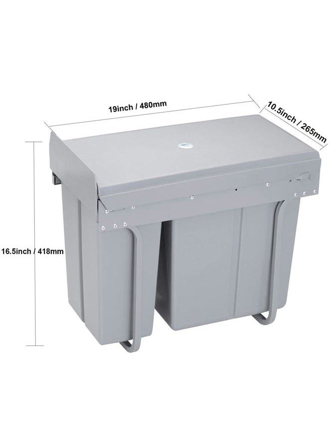 tonchean Pull Out Trash Can Under Cabinet 20 + 10 Quart Under Sink Double Sliding Trash Can Kitchen Recycling Bin Waste Container for Garbage Classification - Under Cabinet Bottom Mount - Image 2