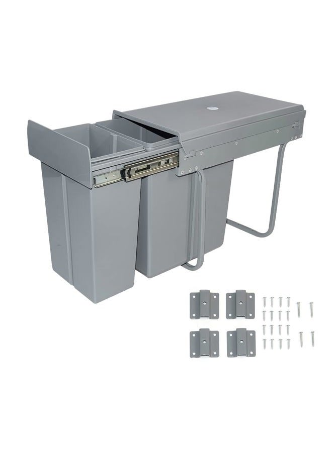 tonchean Pull Out Trash Can Under Cabinet 20 + 10 Quart Under Sink Double Sliding Trash Can Kitchen Recycling Bin Waste Container for Garbage Classification - Under Cabinet Bottom Mount - Image 1