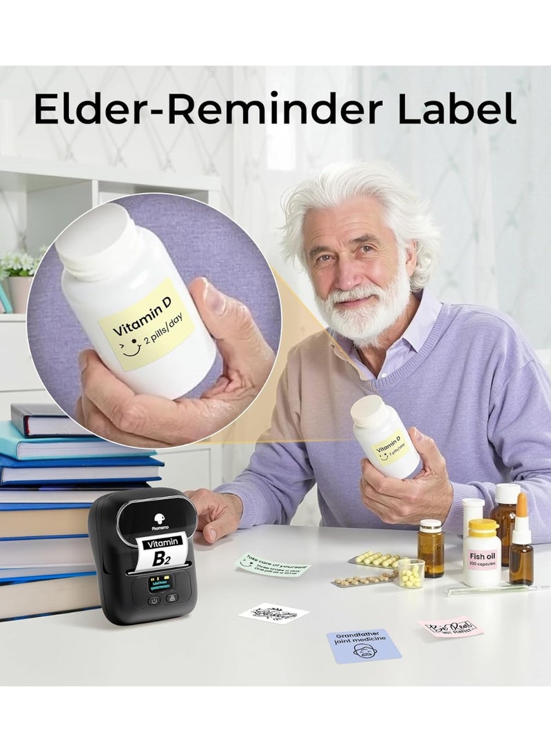 فوميمو طابعة ملصقات حرارية محمولة M110، اتصال بلوتوث، تطبيق لوضع الملصقات، الشحن، كابل المكتب، البيع بالتجزئة، الباركود والمزيد، أسود - Image 5