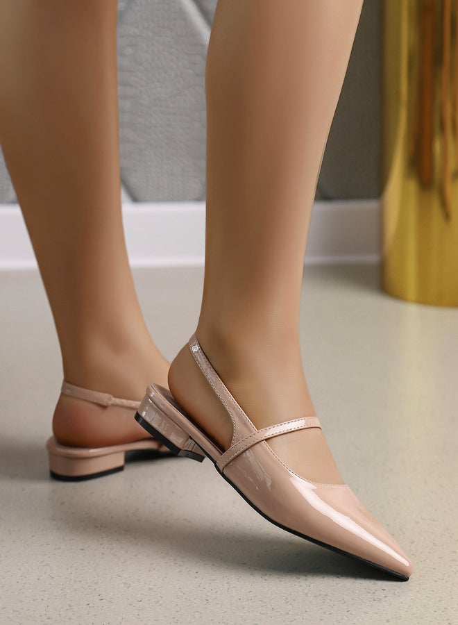 سنيك ايه بيك حذاء سلاينج باك لامع بلون نيود - Image 1