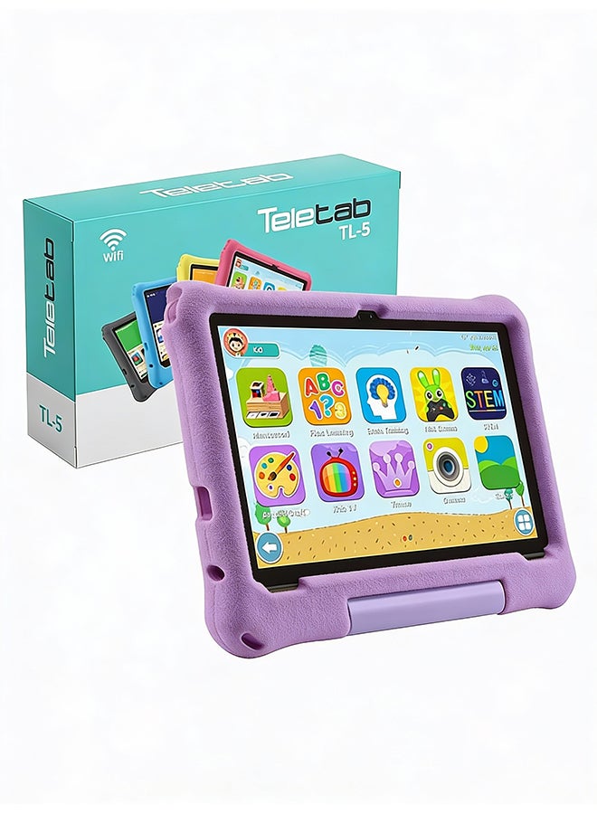 Teletab TL-5 Tablet for Kids 10.1-Inch 4GB RAM 64GB WiFi Silver with Purple Leather Cover | Pen | Earphones | Type-C Charger - Image 2