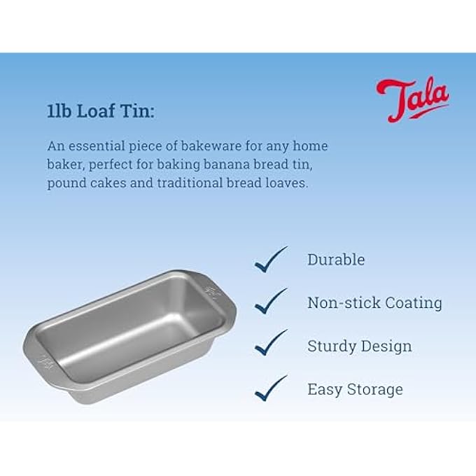 Tala Everyday 10A11602 Everyday Non Stick 1lb Loaf Pan Tin for Bread Steel Grey - Image 3