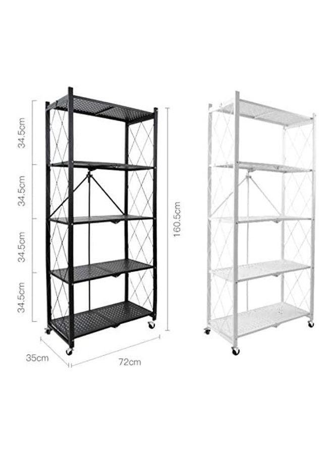 Toshionics 5 Tier Foldable Kitchen Storage Rack With Wheel Black - Image 2