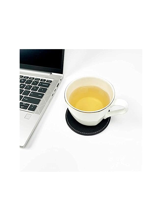 The Bros Black Leather Coasters, Coasters Set of 6 with Holder, Coasters for Drinks, Heat-resistance Mats, Coffee Coaster, Protect Furniture, for Holding Coffee Cups, Sports Bottles - Image 4