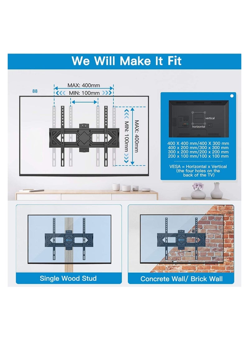 ELTRAZONE Lcd, Led Tv Wall Bracket For 26 Inch To 55 Inch Tv 180 DEGREE Rotation And 15 DEGREE + Tilt View, Swivel Articulating, Full Motion Tv Wall Mount, Black - Image 5
