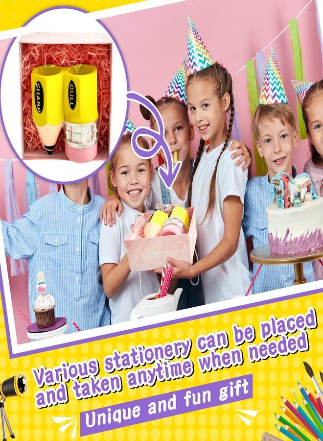 Cholemy حامل أقلام على شكل قلم رصاص من Cholemy، موزع أقلام رصاص مرح، منظم تخزين، مناسب للطلاب والمعلمين والمكاتب، هدية مثالية لحفلات عيد الميلاد (أصفر) - Image 5