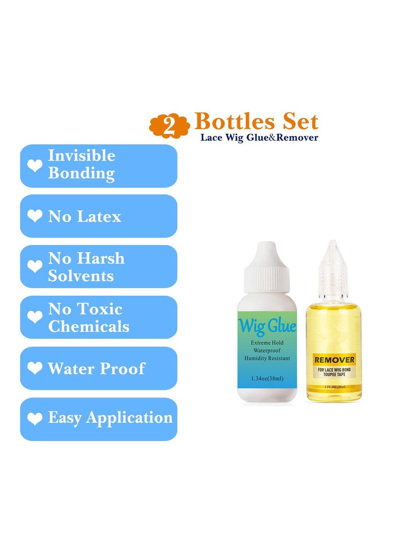 Generic - Wig Glue 38ml Waterproof Lace Front Wig Glue with Wig Glue Remover 30ml - Image 1
