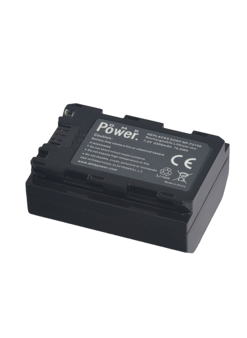 DMK Power بطارية NP-FZ100 بسعة 2300 مللي أمبير في الساعة متوافقة مع كاميرات Sony NP-FZ100 وBC-QZ1 وSony A7RIII وA7R3 وSony a7 III وSony Alpha 9 وSony Alpha 9R وSony Alpha 9S الرقمية - Image 1