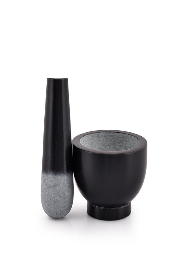 Kaizen Casa Stone Mortar and Pestle, for Grind Spices, Powder Pesto, Mash Herbs, Crush Pills, Regular Size (3.75"X2.75" Mortar, 5" X1.5" Pestle) - Image 3