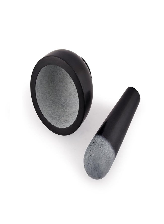 Kaizen Casa Stone Mortar and Pestle, for Grind Spices, Powder Pesto, Mash Herbs, Crush Pills, Regular Size (3.75"X2.75" Mortar, 5" X1.5" Pestle) - Image 4
