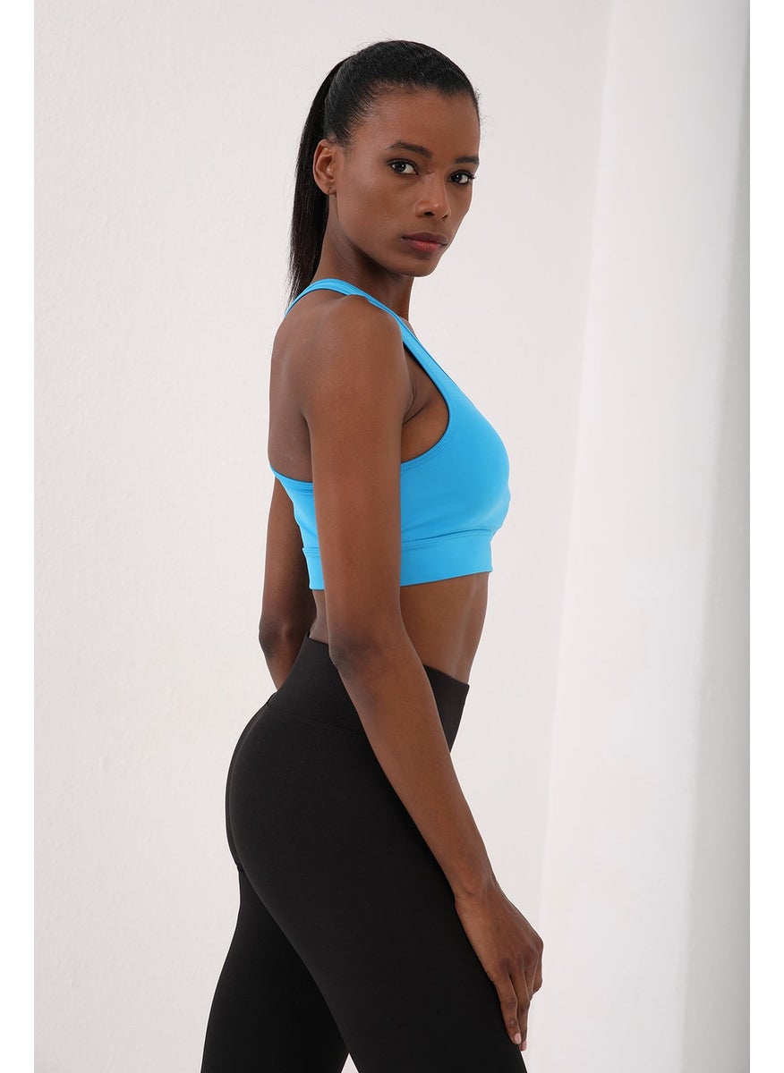 Tommy Life Turquoise Women's Back Detail Slim Fit U Neck Sports Bustier - 97120  - Image 3