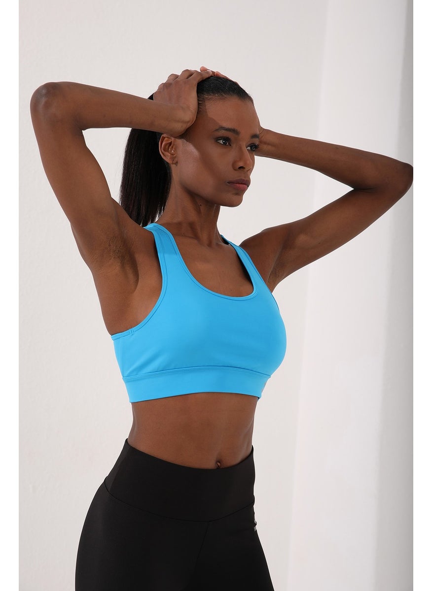 Tommy Life Turquoise Women's Back Detail Slim Fit U Neck Sports Bustier - 97120  - Image 2
