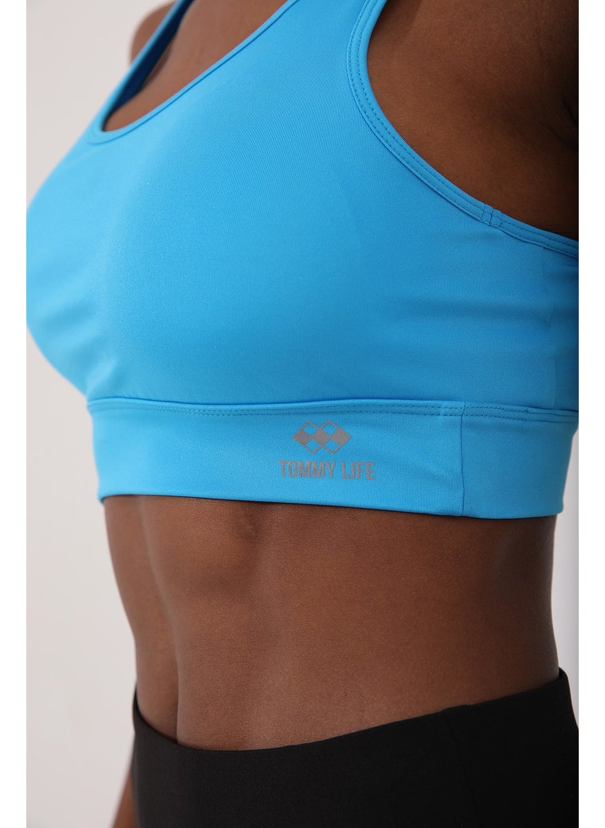 Tommy Life Turquoise Women's Back Detail Slim Fit U Neck Sports Bustier - 97120  - Image 5