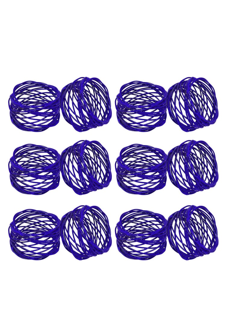 Accessorize Kingdom Handmade Twisted Wire Mesh Napkin Rings Holders Decor Dinner Party Wedding (Blue 12pcs)  - Image 1