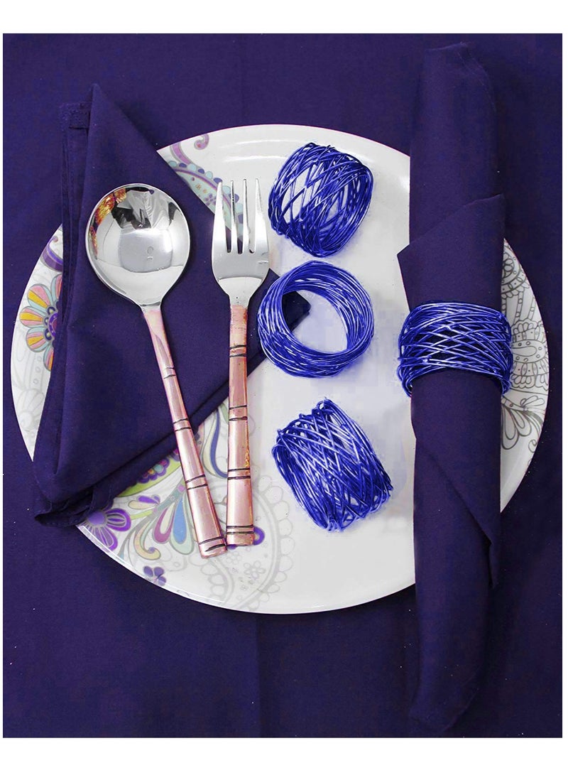 Accessorize Kingdom Handmade Twisted Wire Mesh Napkin Rings Holders Decor Dinner Party Wedding (Blue 12pcs)  - Image 2
