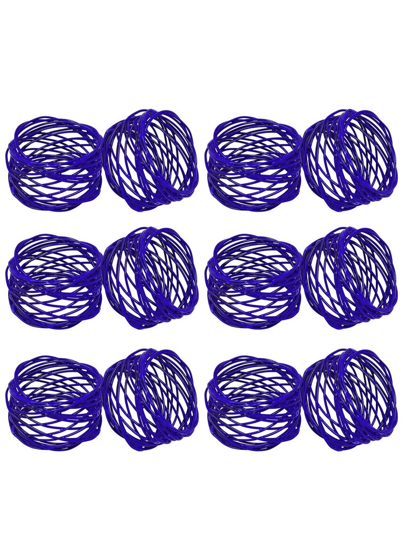 Accessorize Kingdom Handmade Twisted Wire Mesh Napkin Rings Holders Decor Dinner Party Wedding (Blue 12pcs)  - Image 5