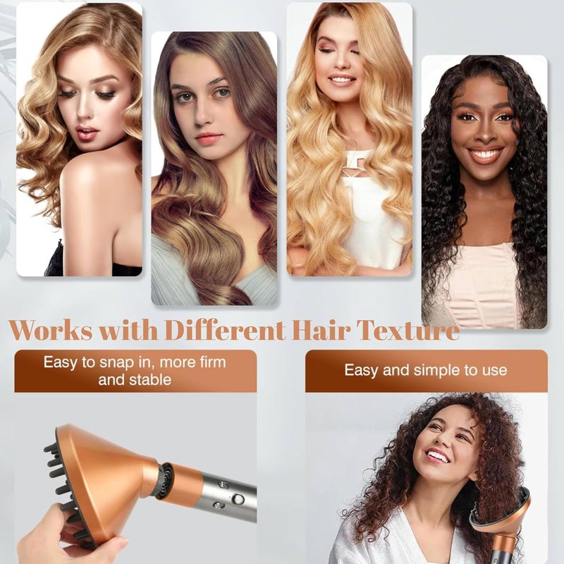 Vurtboly فورتولي محول فوهة مجفف الشعر الكبيرة المحدثة لمكواة تجعيد الشعر ديسون لتحويل أداة تصفيف ديسون إير راب إلى ملحق مجفف الشعر، لفوهة ملحق إير راب HS05 HS03 HS01 (ذهبي) - Image 3
