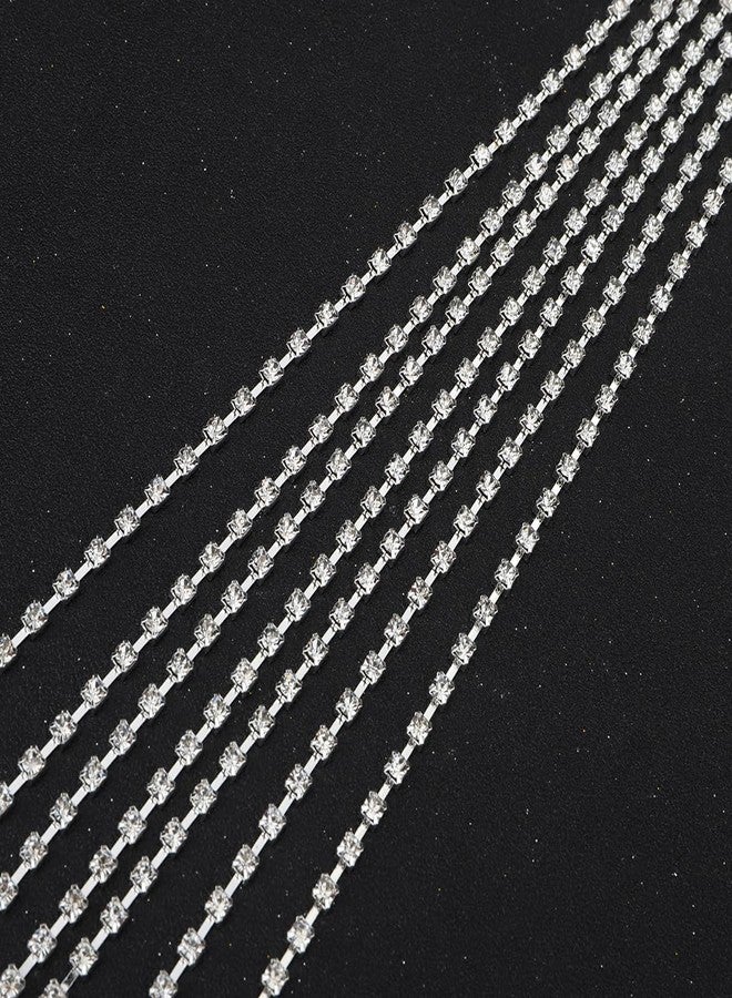 Xerling Rhinestones Tassel Cap Headband 1920s Flapper Fringe Head Chain Bridal Hair Band Silver Crystal Cleopatra Head Jewelry for Women - Image 3