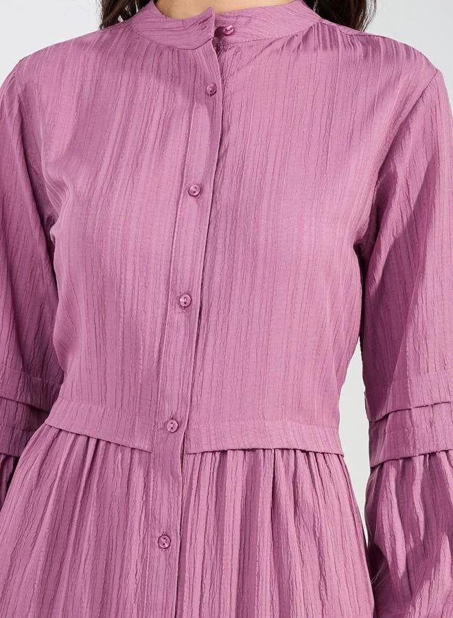 ستايلي Front Button Detail Textured Maxi Dress