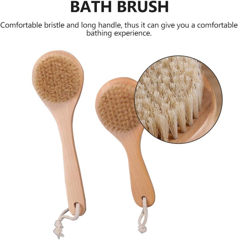 FAVOMOTO 2pcs Bathing Body Brushes Round Boar Bristles, 25x8cm and 20x8cm Exfoliating Shower Back Scrubbers for Wet and Dry Skin Cleaning - Image 3