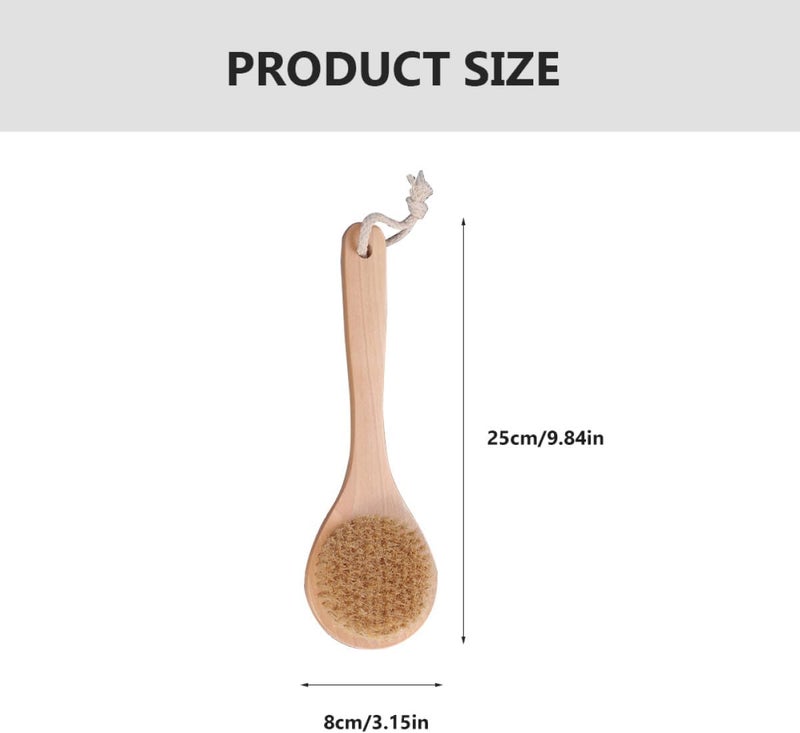 FAVOMOTO 2pcs Bathing Body Brushes Round Boar Bristles, 25x8cm and 20x8cm Exfoliating Shower Back Scrubbers for Wet and Dry Skin Cleaning - Image 2