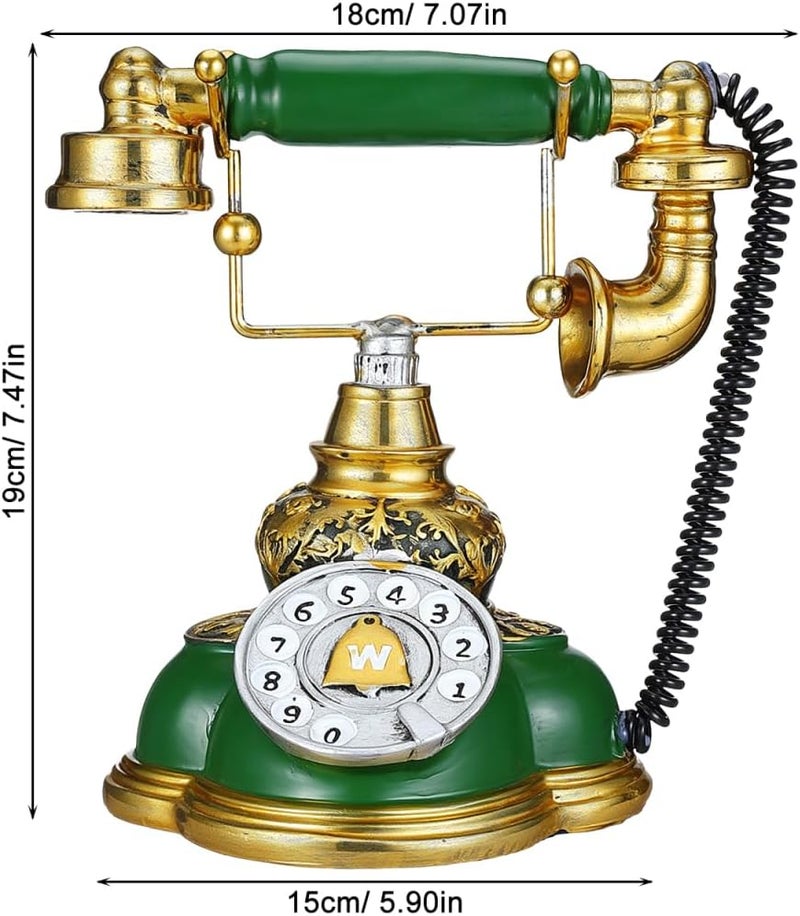 EXCEART Retro Style Vintage Corded Telephone Ornament Resin Craft 7.5 Inch Decorative Phone for Home Office - Image 4
