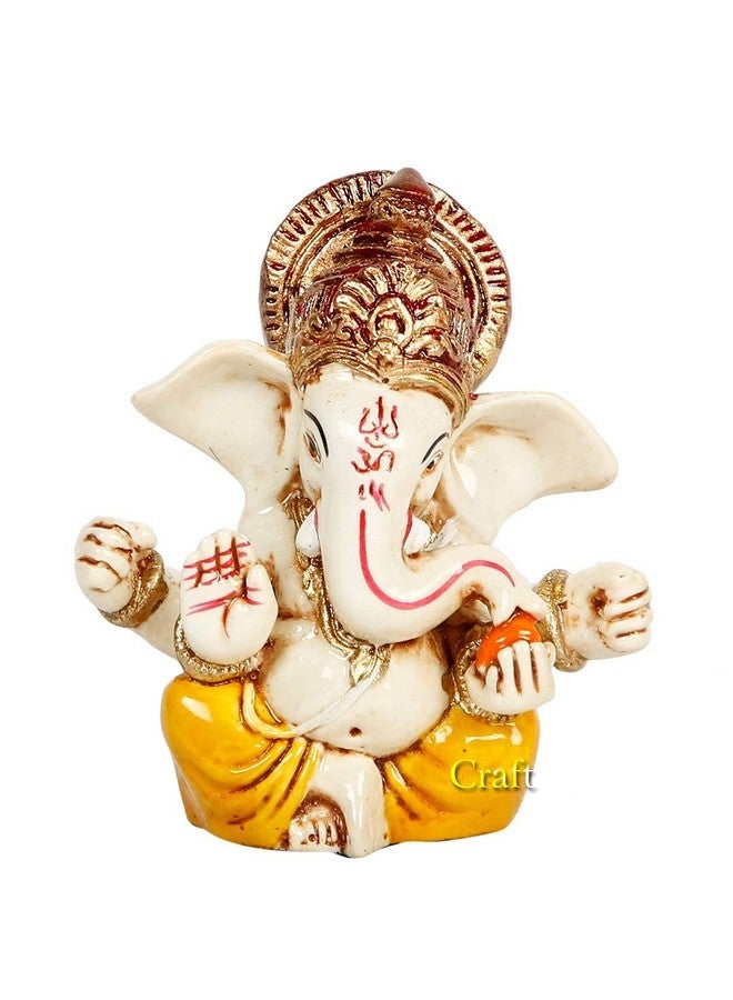 كرافت فاتيكا تمثال مورتي من CraftVatika Ganesh Idol هدية لوحة القيادة في السيارة تمثال عرض صغير من Lord Ganesha Ganpati Idols لتزيين غرفة الصلاة في المنزل، مصنوع من الراتينج  - Image 1
