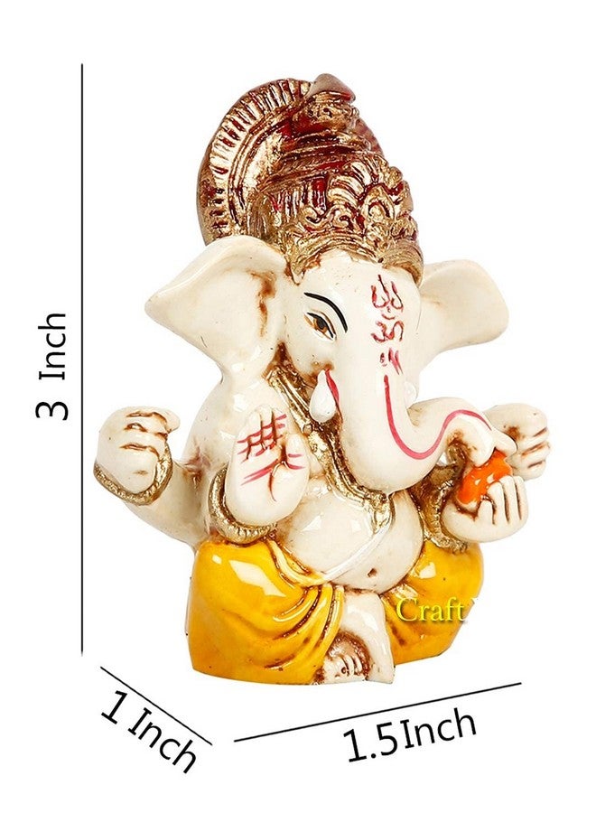 كرافت فاتيكا تمثال مورتي من CraftVatika Ganesh Idol هدية لوحة القيادة في السيارة تمثال عرض صغير من Lord Ganesha Ganpati Idols لتزيين غرفة الصلاة في المنزل، مصنوع من الراتينج  - Image 3