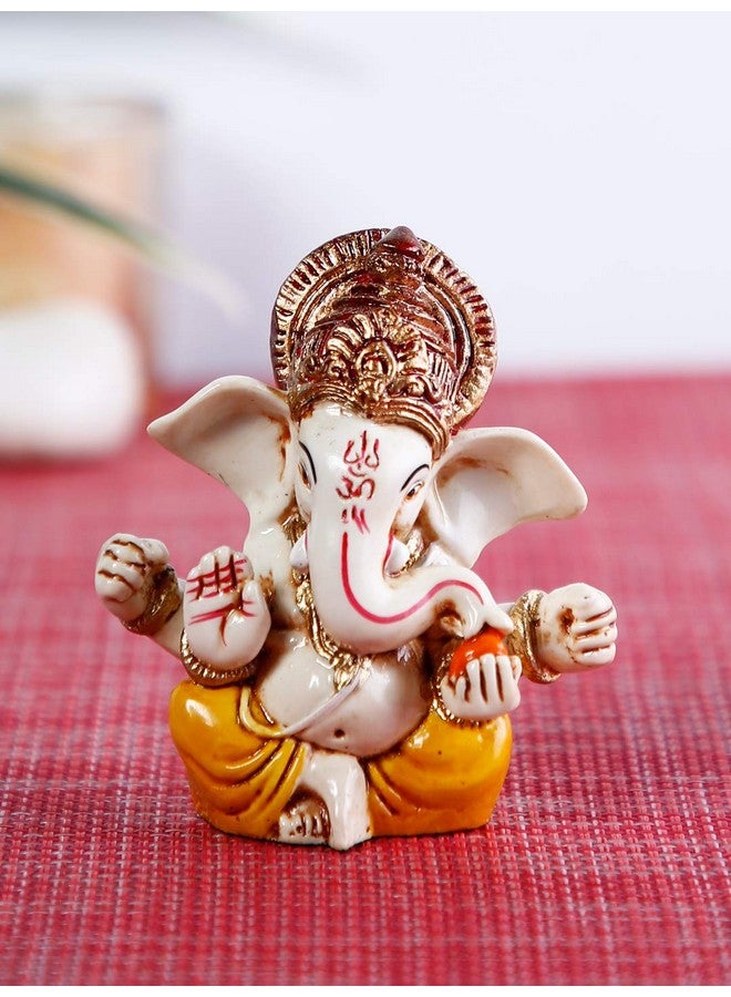 كرافت فاتيكا تمثال مورتي من CraftVatika Ganesh Idol هدية لوحة القيادة في السيارة تمثال عرض صغير من Lord Ganesha Ganpati Idols لتزيين غرفة الصلاة في المنزل، مصنوع من الراتينج  - Image 2