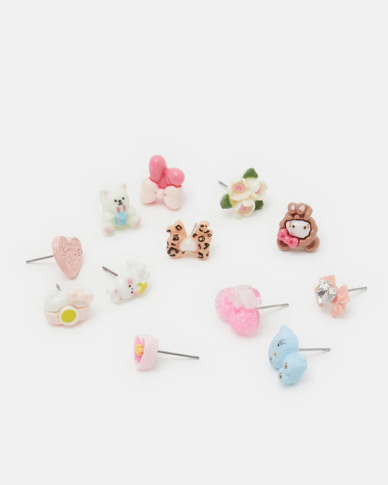 REDTAG Girls Assorted Embellished Studs (12 Pairs)