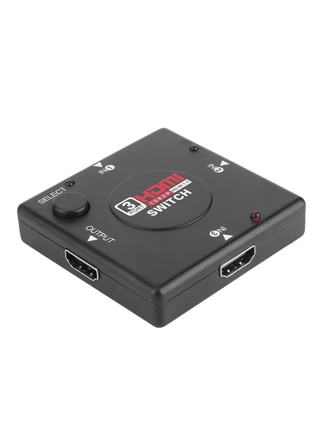 NIBEMINENT HDMI Splitter 3 Port Hub Box 1080P HD 1.4 Auto Switch In 1 Out Switcher Black - Image 1