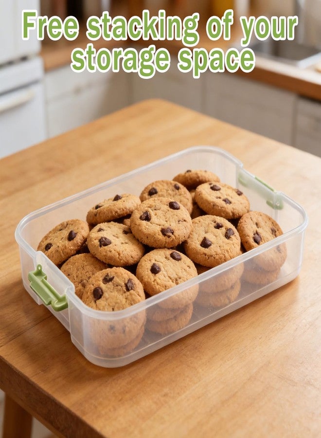 FMOACEN علبة تخزين بسكويت محكمة الإغلاق من FMOACEN، بأربع طبقات، مزودة بمقبض وغطاء، قابلة للتكديس، لحفظ البسكويت والزلابية والوانتون والحلويات والوجبات الخفيفة، منظم محمول للثلاجة وخزانة المؤن. - Image 3