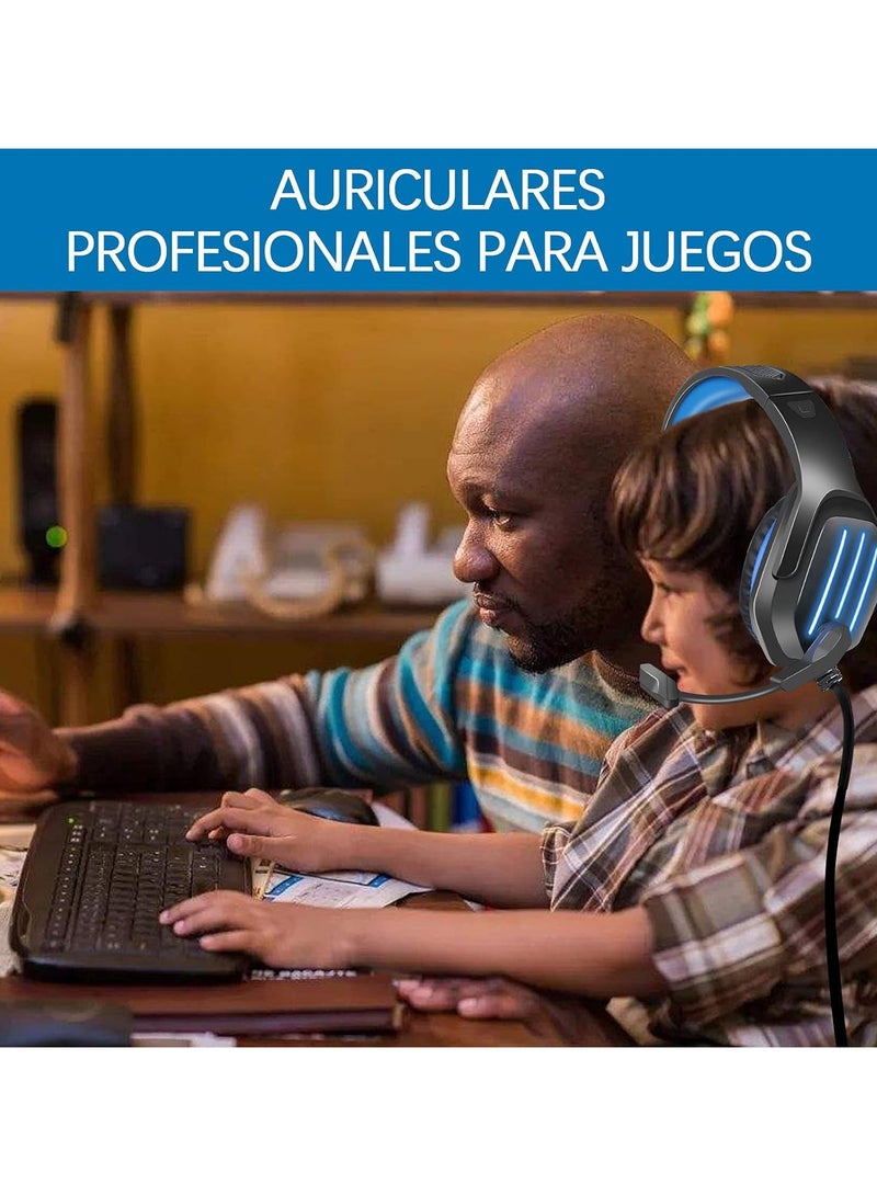 TM8 Gaming Headset, 7.1 Surround Sound Headset with Microphone, For Games, PC Headphones, Heavy Bass, Telescopic, Noise Isolation, Wired, FPS Compatible, LED Light, - Image 2