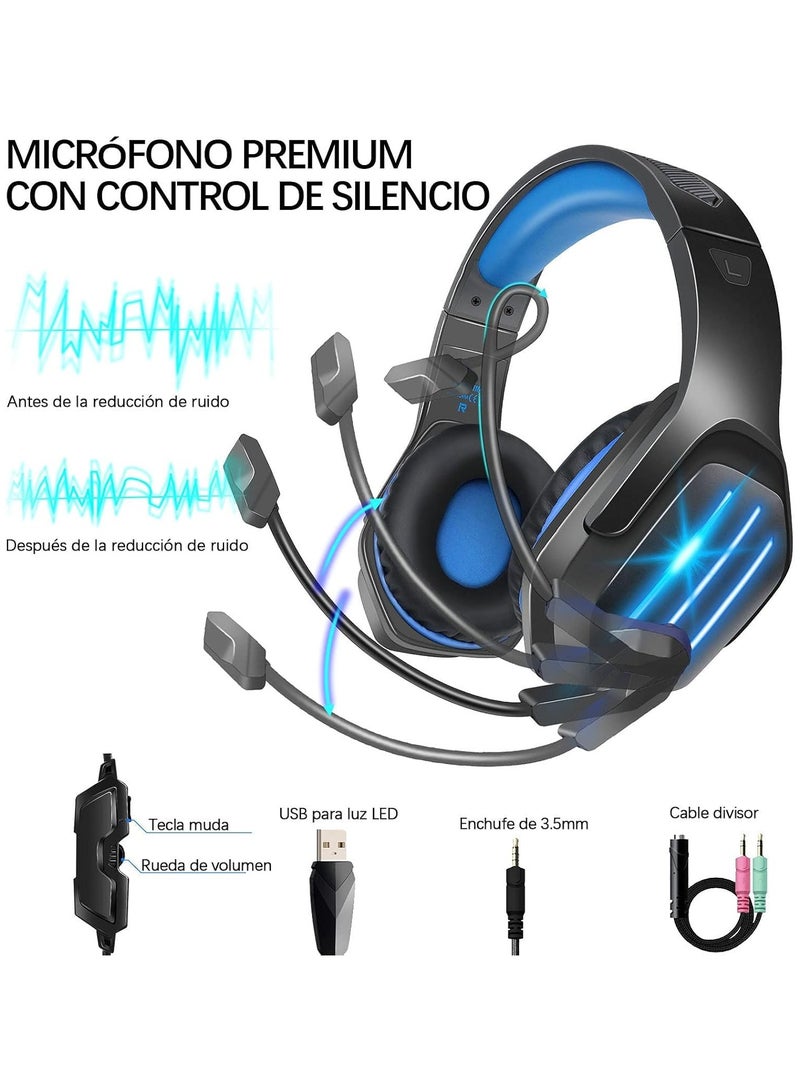 TM8 Gaming Headset, 7.1 Surround Sound Headset with Microphone, For Games, PC Headphones, Heavy Bass, Telescopic, Noise Isolation, Wired, FPS Compatible, LED Light, - Image 4