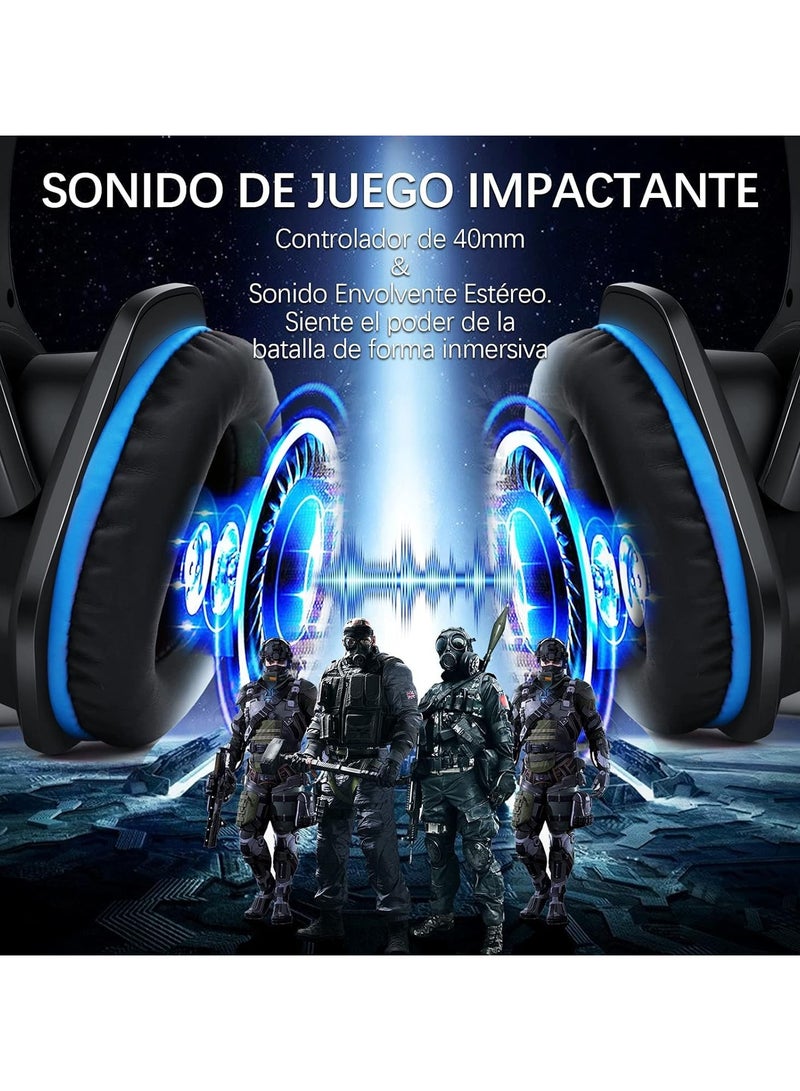 TM8 Gaming Headset, 7.1 Surround Sound Headset with Microphone, For Games, PC Headphones, Heavy Bass, Telescopic, Noise Isolation, Wired, FPS Compatible, LED Light, - Image 5