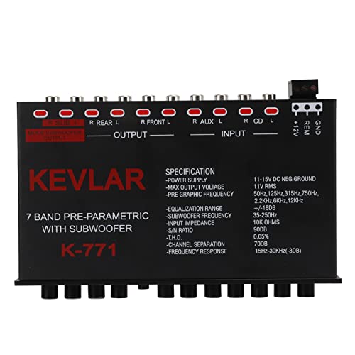 Dpofirs Car Audio Graphic Equalizer, 7 Bands EQ Car Amplifier Graphic Equalizer with Adjustment High Level Input EQ, Car Amplifier Equalizers for Boat RV RTV Motorcycle Car Stereo - Image 1