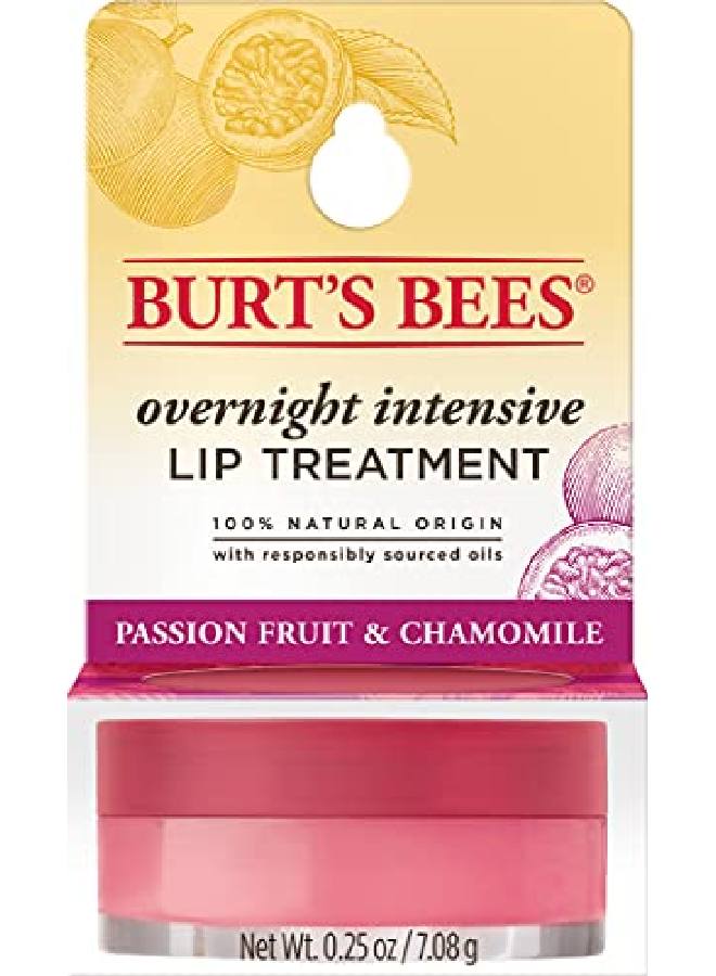 Burt's Bees Overnight Intensive Lip Treatment Moisturizing Lip Care Passionfruit & Chamomile 100% Natural 0.25 Ounce - Image 2